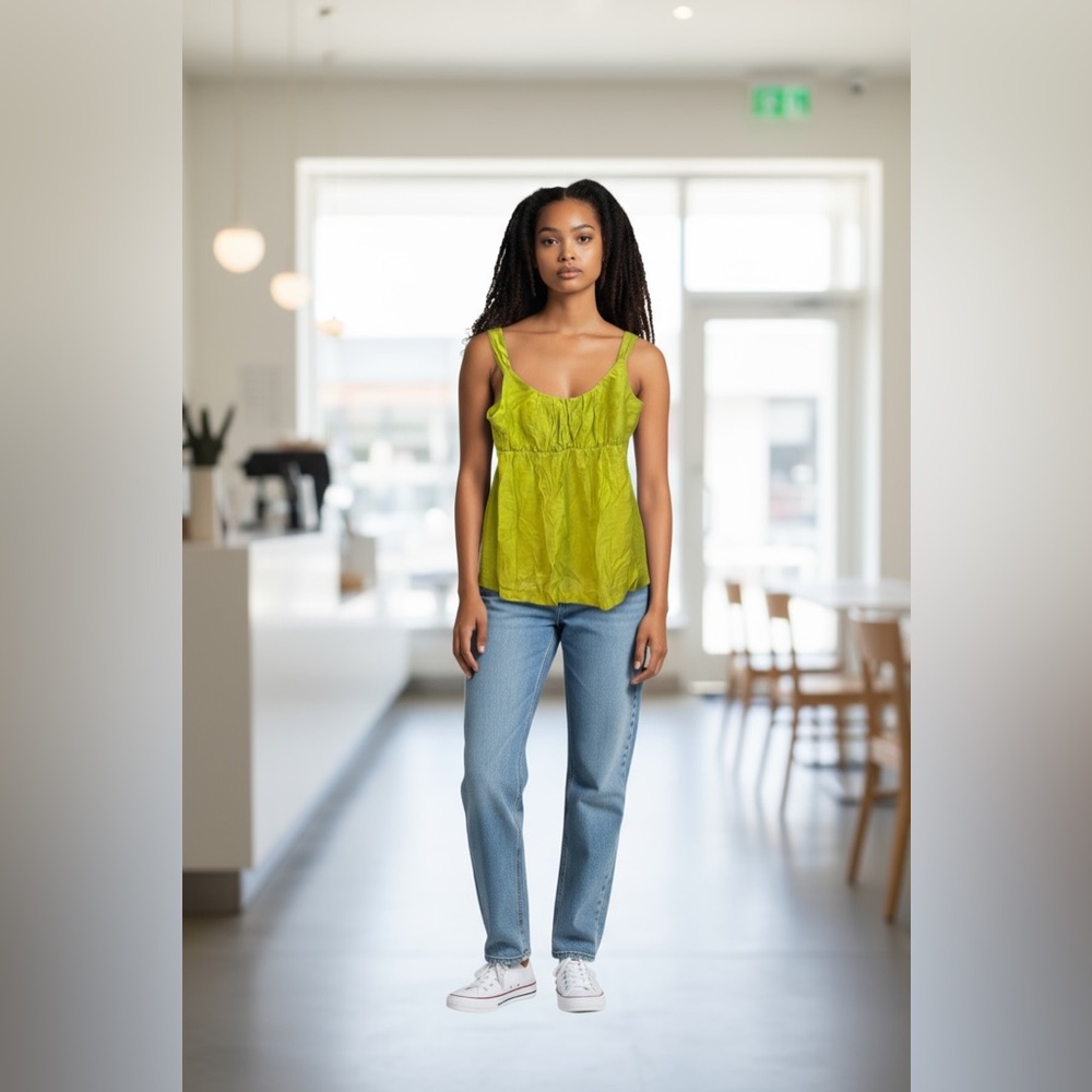 New York & Company Chartreuse Tank Top